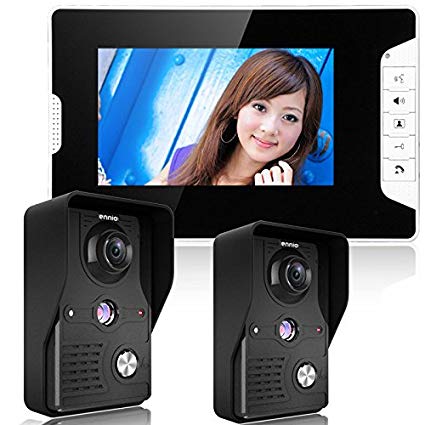 GAMWATER 7 Inch Video Door Phone Doorbell Intercom Kit 2-camera 1-monitor Night Vision with IR-CUT HD 1000TVL Camera Handfree intercom