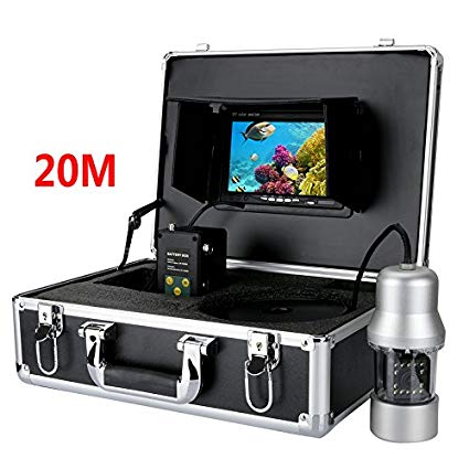 MAOTEWANG 20M 1/3 Inch SONY CCD Underwater Fishing Camera - 360 Degree View, Remote Control, 7 Inch LCD Monitor, 14x White Lights