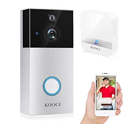 KOOCE WiFi Video Doorbell Camera, 720P HD Camera Smart Home Security System with PIR Motion Detection, Night Vision, Real-Time Two-Way Talk, Free App Control for IOS and Android