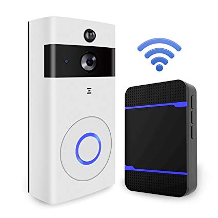 WiFi Video Doorbell Camera, Wireless Doorbell Kit HD Security Camera with Chime and 8G SD Card, PIR Motion Detection, Night Vision,Real-time Two-Way Talk for Home and Office,Support IOS and Android