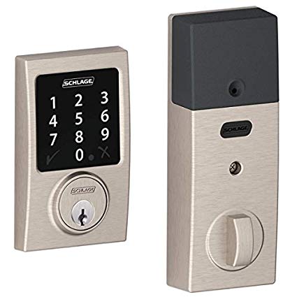 (New Model) Schlage Connect Century Touchscreen Deadbolt with Z-wave Technology and Extra Key BE468 (Satin Nickel)