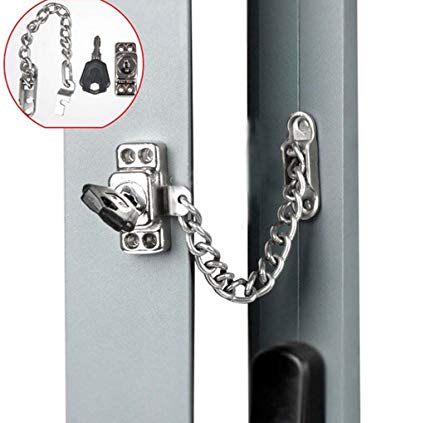 Stainless Steel Window Guard Window Door Restrictor Child Safety Security Chain Lock With Keys