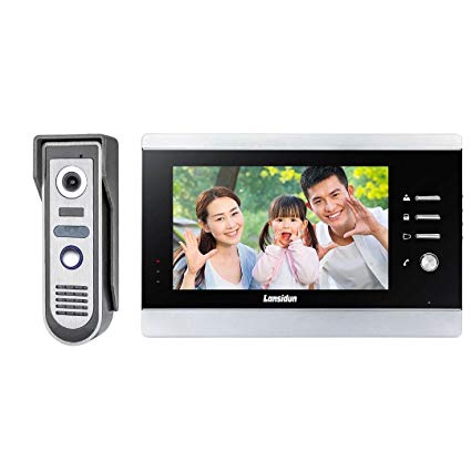 Lansidun Video Doorbell Traditional Push Button Door Phone 7 inch HD Color Display Intercom Entry Monitor System with IR Night Vision