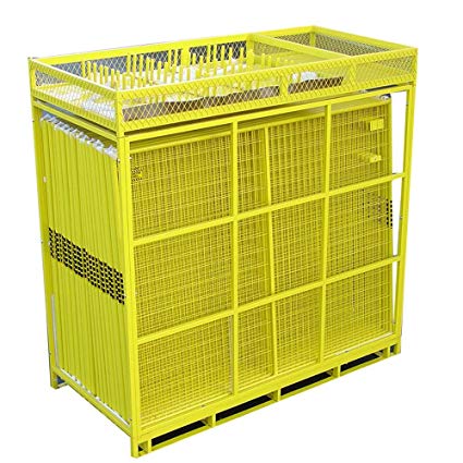 Crowd Control Temporary Fence Panels - Perimeter Patrol Portable Security Fence Full Pallet 210 Linear Feet - Safety Barrier for protecting property, construction sites, outdoor events. 7.5'W x 6'H Yellow