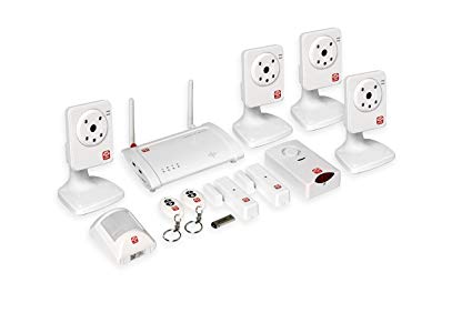 Home8 Oplink Video-Verified TripleShield Alarm System (4-Cam) - Wireless Home Security System with IP-Cameras, Alarm Sensors, Indoor Siren, and Free Basic Service, featuring Amazon Alexa Integration