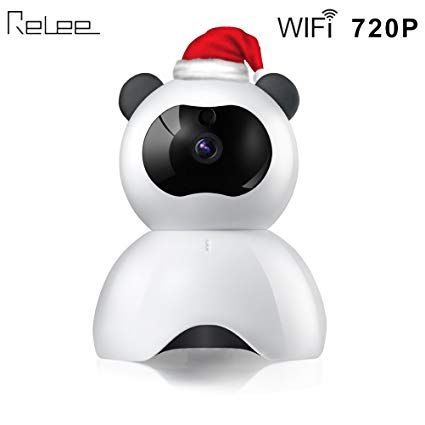 Relee IP WiFi camera 720P HD baby monitor with camera and audio Indoor Wireless Smart Home Security Camera Surveillance Night Vision Camera (white-black)