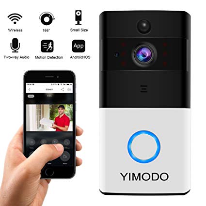 WIFI Video Doorbell, YIMODO Wireless Smart Doorbell, Remote Video Intercom Doorbell - 8G Memory Card - Security Camera with PIR Motion Detection-HD Recording Night Vision (Black)