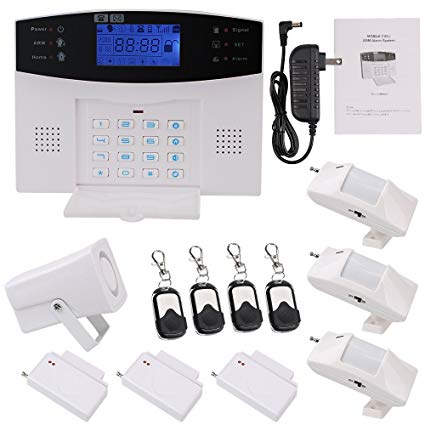 GULUBO Wireless Home Office Business Security Alarm System, GSM SIM Card Burglar Alarm Outdoor Siren, with Auto Dial, Infrared Detector, Remote Control and More Kits for Complete Security