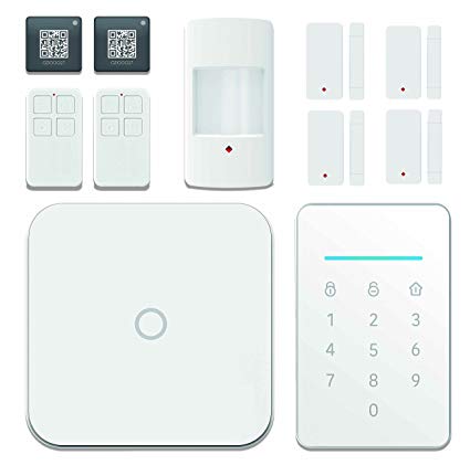 Wifi Alarm system, Wireless LAN+Wi-Fi+GSM Cellular Smart/BusHomeiness Security Alarm DIY Kits, Alarm Host, Infrared Motion/Door&Window Sensor, Remote Controller, Alert with iOS&Android App, AK01-W