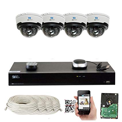 8 Channel H.265 4K NVR 4-Megapixel Motorized Zoom POE Plug & Play Security System, 4pcs 4MP 1520p 4X Optical Zoom Waterproof Dome IP Cameras, Support Quick QR Code Remote Access, 5TB WD Purple HDD