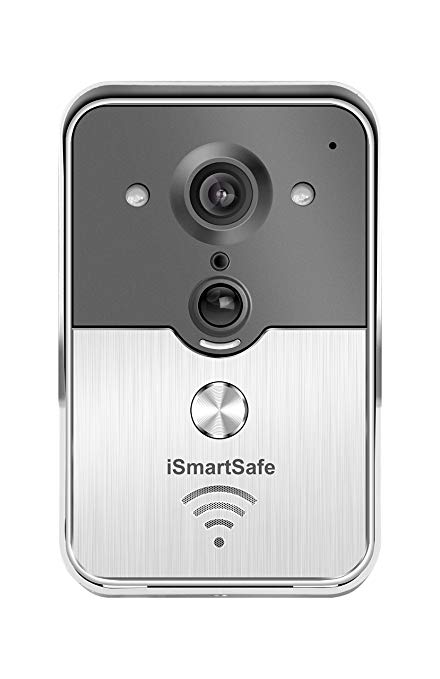 iSmartSafe Video Doorbell with 720P HD Wifi Security Camera, Indoor Chime, Real-Time Video, Two-Way Audio, Night Vision, Human Motion Detection, and Smart App Control